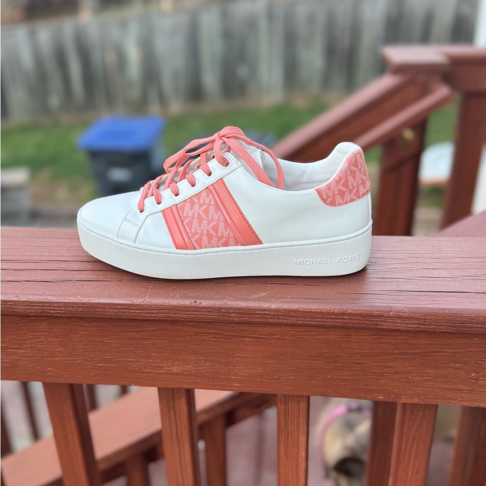 Michael Kors Women's White and Pink Sneakers